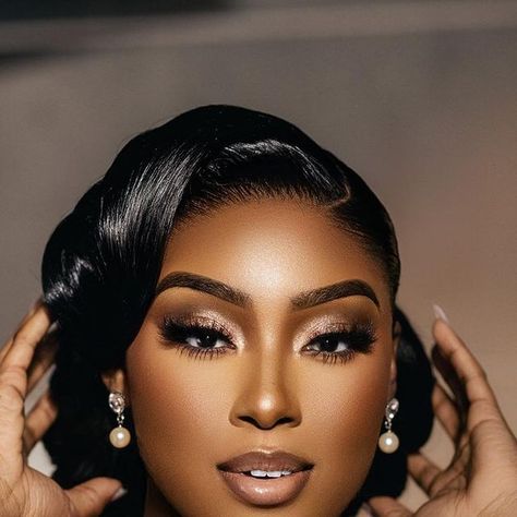 Bride Make Up Black Women, Black Tie Makeup Looks Black Women, Sultry Bridal Makeup, Black Bride Makeup Wedding, Brides Makeup Wedding, Bridal Makeup Photoshoot, Black Bride Wedding, Black Wedding Makeup, Bridal Makeup For Brown Eyes