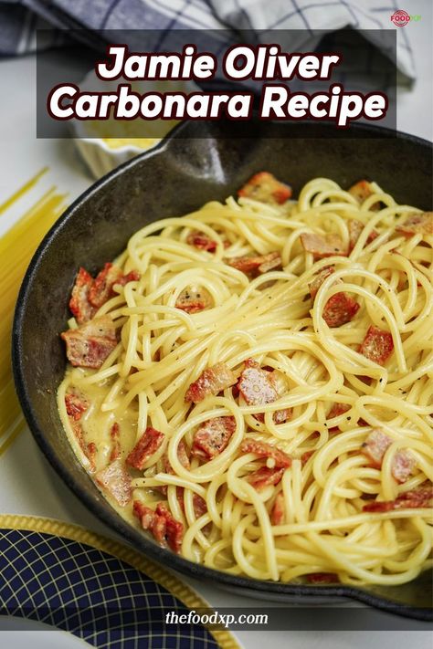 Jamie Oliver Carbonara Recipe Jamie Oliver Carbonara, Cabonara Recipes, Carbonara Recipe Authentic, Easy Carbonara, Carbonara Ingredients, Easy Carbonara Recipe, Bacon Carbonara, Spaghetti Carbonara Recipe, Pasta Carbonara Recipe