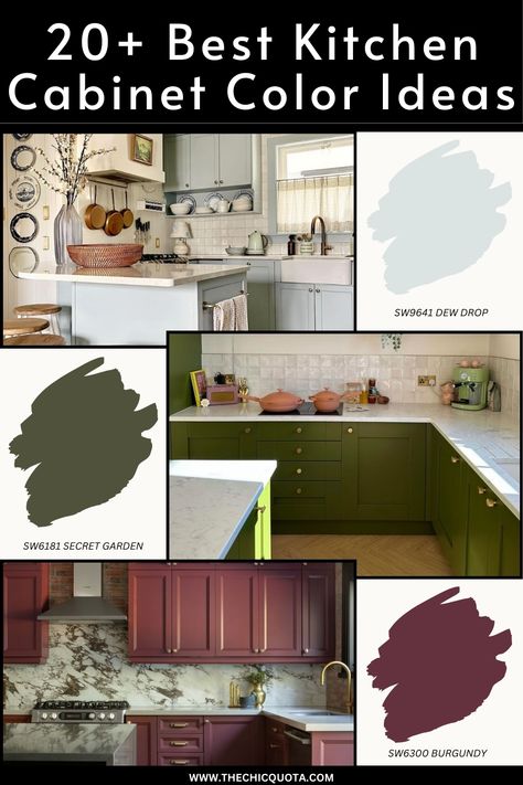 kitchen cabinet color ideas Kitchen Cabinets Color Combination Paint, Small Kitchen Cabinets Ideas Colors, Lower Kitchen Cabinet Colors, Unusual Kitchen Cabinet Colors, Cozy Cabinet Color, Kitchen Cabinets And Island Colors, Kitchen Design Colored Cabinets, Beautiful Kitchen Cabinet Colors, Modern Kitchen Colours Ideas