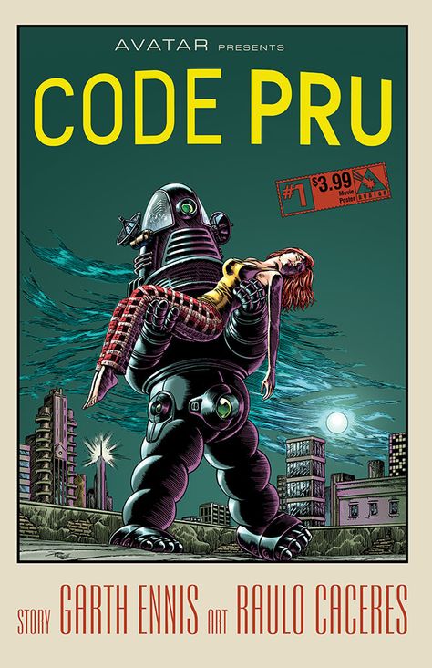 Code Pru #1 (Movie Poster Cover) #AvatarPress #CodePru (Cover Artist: Raulo Caceres) Release Date: 1/20/2016 Robby The Robot, Forbidden Planet, Horror Book, Weird Science, The Robot, Robot Art, Paramedic, Movie Poster, Avatar