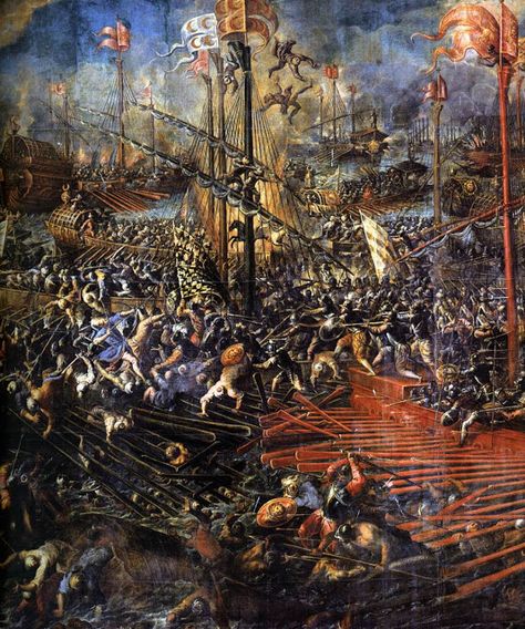 Art Collector: 57 Paintings of The Naval Battle of Lepanto, 1571. Christian forces of the Holy League and the Ottoman Turks Battle Of Lepanto, Naval Battle, Republic Of Venice, Ottoman Turks, Giorgio Vasari, Palazzo Ducale, Sea Battle, Historical Painting, Italian Painters