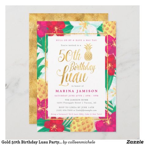 Luau Party Invitations, Pineapple Birthday Party, Tropical Bridal Shower Invitations, Birthday Luau, Luau Invitations, Invitations Pink, Tropical Birthday Party, Pineapple Birthday, Luau Theme