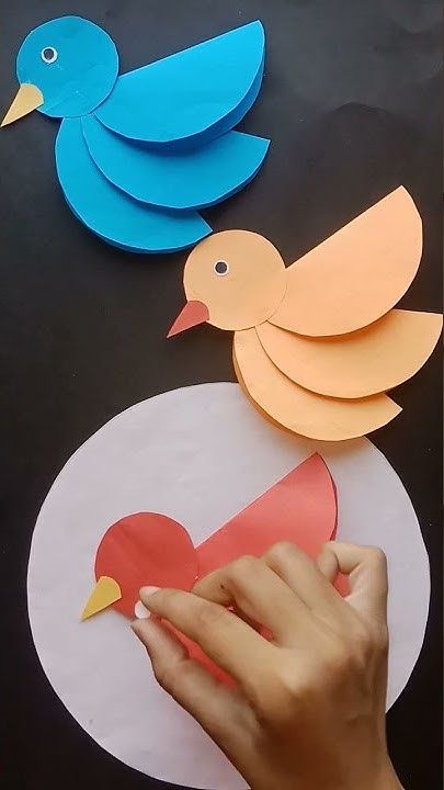 How To Make Birds With Paper, Paper Birds Craft, Bird Paper Craft, Birds For Kids, Paper Art And Craft, Paper Bird, Seni Dan Kraf, Summer Crafts For Kids, Hand Crafts For Kids