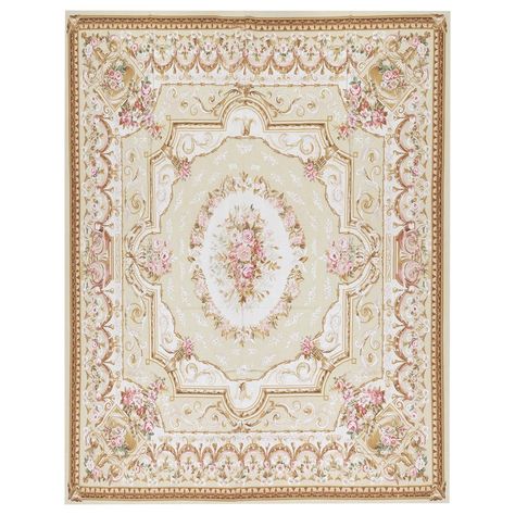 Traditional French Aubusson Style Flat-weave Rug Rug Cream, French Rococo, Aubusson Rugs, Beautiful Rugs, Ivory Background, Yellow Area Rugs, Louis Xiv, Rococo Style, Authentic Design