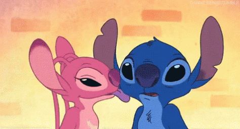 Stitch Kiss GIF - Stitch Kiss Love - Discover & Share GIFs Angel Gif, Lilo Y Stitch, Stitch Drawing, Lilo Et Stitch, Disney Gif, Stitch And Angel, Cute Stitch, Wallpaper Iphone Disney, Cartoon Gifs