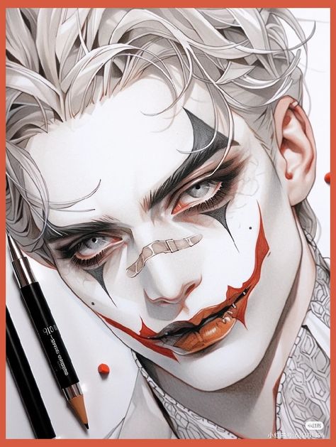 Ringmaster Art, Vampire Clown, Hot Clown, Drawing Tutorial Face, Anime Vs Cartoon, Digital Portrait Art, Concept Art Character, Art Poses, Boy Art