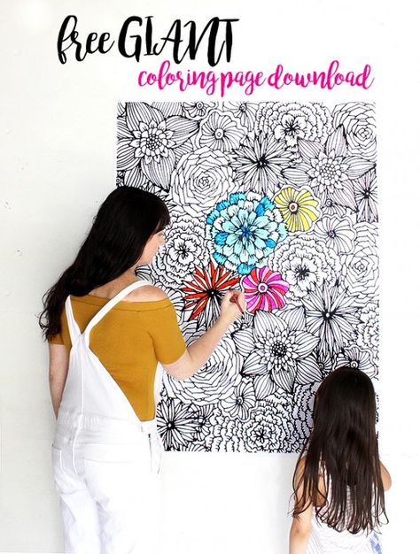 I’ve shared loads of fun and free coloring pages on this blog but never a giant one that could cover your entire wall. You can take it to places like Staples and Office Depot and have it prin… Coloring Page Bulletin Board, Destress Coloring Bulletin Board, Group Coloring Project, Coloring Bulletin Board, Large Coloring Posters, Colouring Wall, Alisa Burke, Coloring Posters, Deco Originale