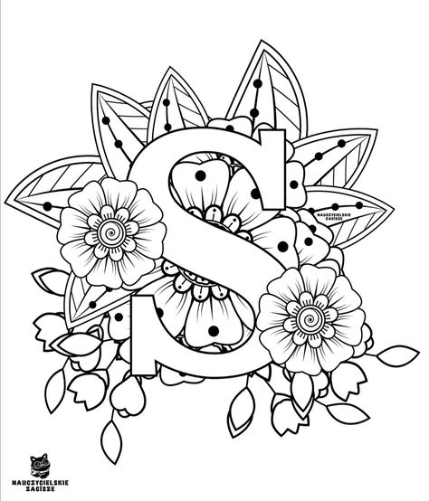 Sea Drawings, Mehndi Flower, Alphabet Drawing, Coloring Letters, Flower Pattern Drawing, Glass Painting Patterns, The Letter S, Coloring Pages Inspirational, Black And White Art Drawing