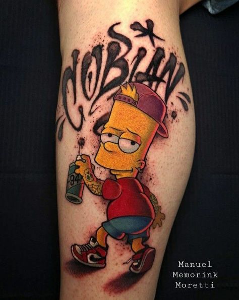 Bart Simpson Tattoo Design, Carton Tattoo, Bart Simpson Tattoo, Fancy Tattoo, Cartoon Tattoo Ideas, Animated Shows, Simpsons Tattoo, Animal Sleeve Tattoo, Nostalgic 90s