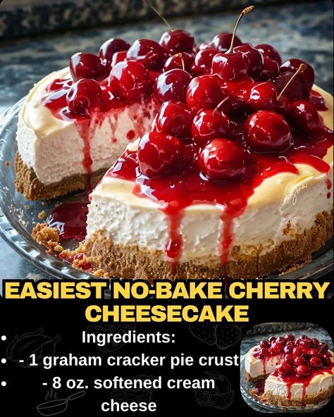 Easiest No-Bake Cherry Cheesecake No Bake Cherry Cheesecake Cookie Lasagna, No Bake Cherry Cheesecake Recipes With Sweetened Condensed Milk, Cherry Cream Cheese Pie Condensed Milk, Cherry Cheese Pie Eagle Brand, Cherry Cheesecake No Bake Condensed Milk, Cream Cheese Cheesecake No Bake, Cherry Cheesecake Delight, Cream Cheese Condensed Milk Desserts, No Bake Cream Cheese Recipes