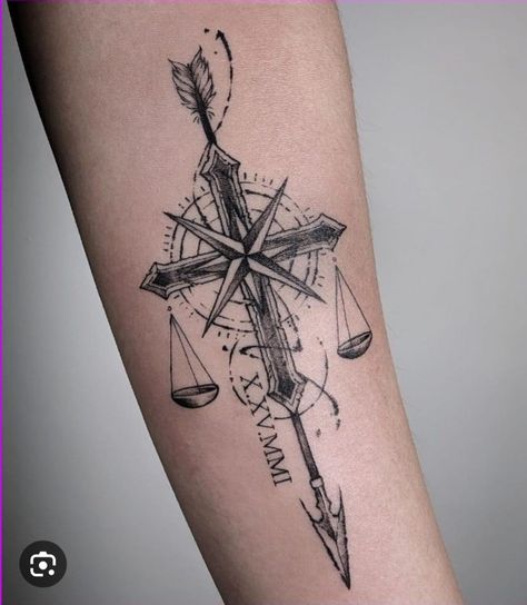 Libra Sign Tattoos, Libra Tattoos, Libra Zodiac Tattoos, Sagittarius Tattoo Designs, Justice Tattoo, Balance Tattoo, Sagittarius Tattoo, Simple Tattoos For Guys, Horoscope Tattoos