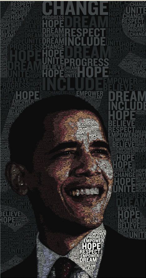 Obama Art, Keith Mallett, Obama Poster, Campaign Branding, Barack Obama And Michelle, Thomas Blackshear, Typographic Portrait, Presidential Portraits, Obama And Michelle