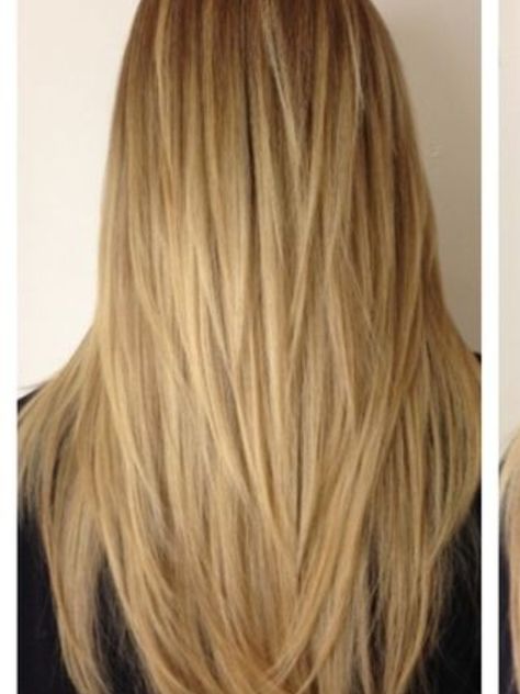 If you like this look you would want to ask your stylist to do a slide cut layering, this will leave a weight line.. Chey Le do on Facebook and Instagram Cali Blonde, Layered Hairstyles For Long Hair, Choppy Layered Haircuts, Haircut Ideas Trendy, V Shape Hair, Hairstyle Ideas Easy, Side Bangs Hairstyles, Long Hairstyle Ideas, Layered Hairstyles