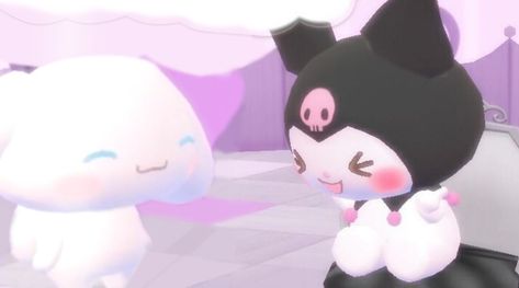 Kuromi And Cinnamoroll Matching Pfp, Cinnamon Roll And Kuromi, Sanrio Game, Ivy Core, Cinnamoroll And Kuromi, Kuromi And Cinnamoroll, Sanrio Pfps, Sanrio Pfp, Pink Sanrio