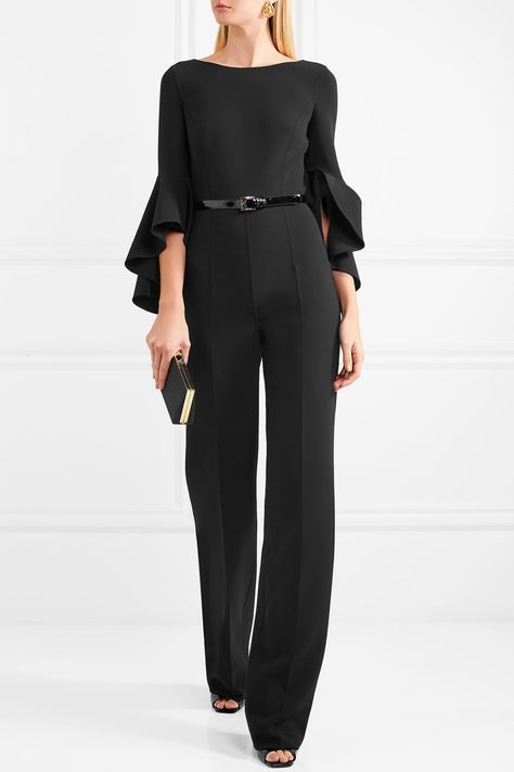 Formal Jumpsuits For Women Classy, Unique Jumpsuits, Classy Jumpsuit, Mother Of Bride Outfits, Formal Jumpsuit, Crepe Jumpsuit, Classic Black Dress, Stylish Work Outfits, Michael Kors Collection