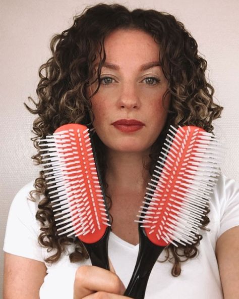 Wavy Hair 2b, Brushed Out Curls, Damaged Curly Hair, Style Curly Hair, Denman Brush, Curly Hair Overnight, Curly Hair Brush, Curly Hair Routine, Permed Hairstyles