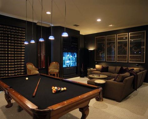 60 Game Room Ideas For Men - Cool Home Entertainment Designs Man Cave Poker Table, Game Room Layout Floor Plans, Man Cave Designs, Bachelor Pad Decor, Man Cave Games, Basement Games, Man Cave Design, Pool Table Room, Billiards Room