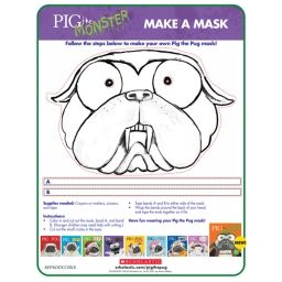 Pig The Pug Costume Book Week, Pig The Pug Costume, Pig The Pug Craft, Pig The Pug Pumpkin, Pig The Pug Activities, Pig The Monster Activities, Pig The Monster Pumpkin, Pug Mask, Kids Programs