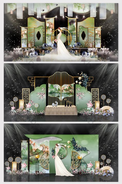 Modern Chinese Wedding, Asian Wedding Decor, Starry Wedding, Chinoiserie Wedding, Chinese Wedding Decor, Fashion Chinese, Wedding Stage Design, Wedding Backdrop Design, Fresh Fashion