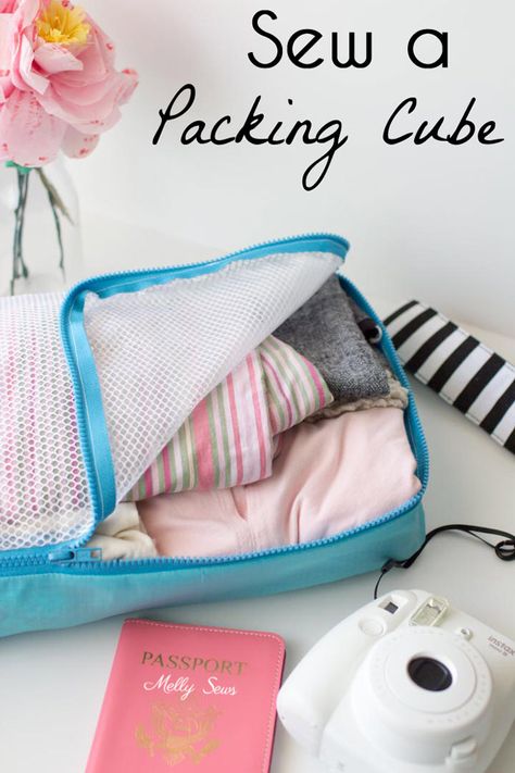 Sew and Use Packing Cubes - Melly Sews Diy Packing Cubes, Tips Menjahit, Fat Quarter Projects, Sew Ins, Beginner Sewing Projects Easy, Leftover Fabric, Packing Cubes, Sewing Projects For Beginners, Sewing Skills