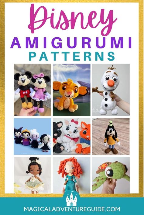 If you love to crochet, you'll adore these amigurumi patterns for your favorite Disney characters! Make these dolls for yourself or as a stunning handmade gift for holidays, baby showers, the children in your life, and more! Crochet Disney Characters Free, Free Crochet Cartoon Characters, Crochet Story Book Characters, Superhero Crochet Patterns Free, Disney Crochet Free, Disney Crochet Projects, Crochet Disney Characters Free Pattern, Stitch Amigurumi Free Pattern, Disney Amigurumi Free Pattern