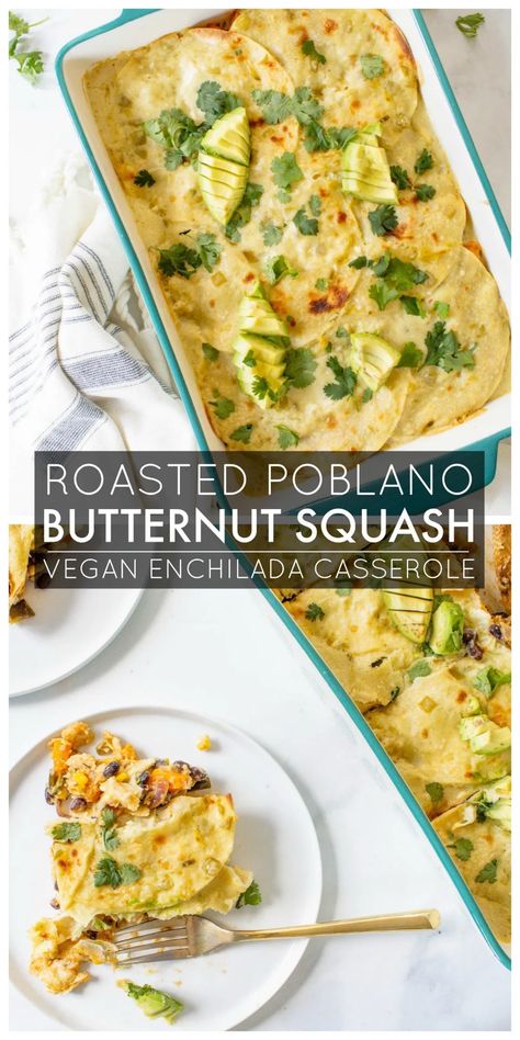 Vegan Enchilada Casserole, Butternut Squash Vegan, Wraps Vegan, Vegan Butternut Squash, Vegan Enchiladas, Vegan Casserole, Enchilada Casserole, Savory Vegan, Squash Recipes