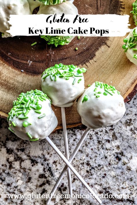 Gluten Free Key Lime Cake Pops - Gluten-Free Mom's Table Gluten Free Cake Pops Recipe, Cake Pops With Cream Cheese, Gluten Free Key Lime, Gluten Free Cake Pops, Gluten Free Vanilla Cake, Key Lime Cake, Recipe For Beginners, Lime Cake, Crumble Cake