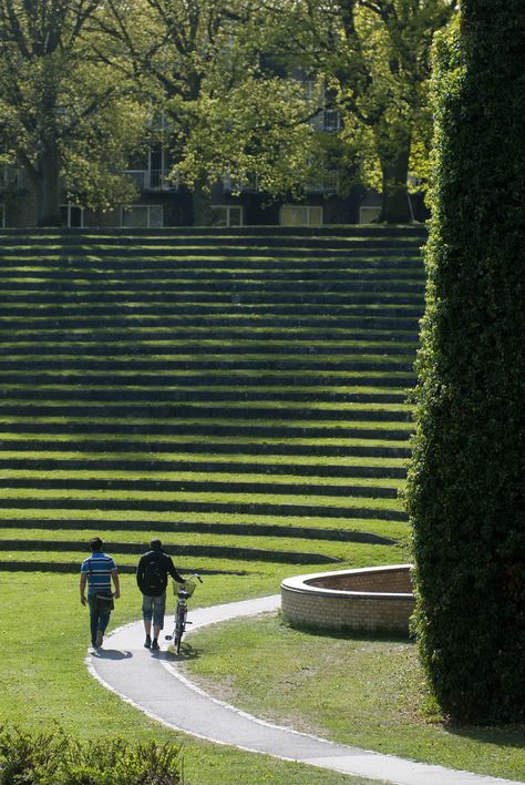 University of Aarhus | by weyerdk Lawn Steps, Aarhus University, Aarhus Denmark, Corridor Design, Landform, Garden Steps, Landscaping Tips, University Campus, Aarhus