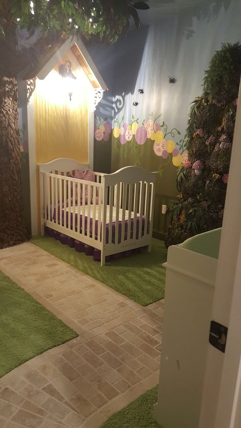 Everly & Rilyn's Fairy Tale Nursery Fae Themed Nursery, Elvish Nursery, Nursery Ideas Garden, Fae Nursery, Fairy Nursery Ideas, Fairytale Bedroom Ideas, Fairy Tale Nursery Theme, Enchanted Forest Nursery Girl, Princess And The Frog Nursery