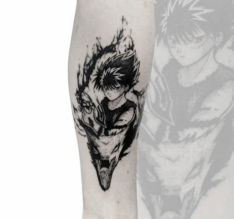 Hiei Yu Yu Hakusho Tattoo, Yu Yu Hakusho Tattoo Ideas, Hiei Tattoo, Yu Yu Hakusho Tattoo, Sketch Style Tattoos, Cute Couple Tattoos, Yu Yu Hakusho, Tattoo Project, Sketch Style