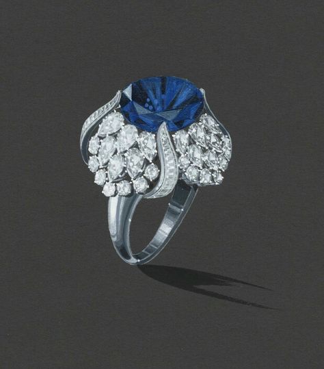 Harry Winston Harry Winston Sapphire, Tulip Ring, Harry Winston Jewelry, Jewelry Rendering, Jewelry Illustration, Jewelry Design Drawing, Jewelry Drawing, Jewellery Sketches, Harry Winston