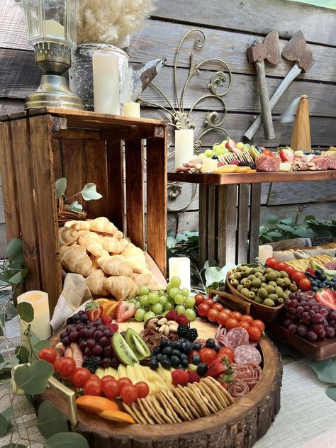 Charcuterie Boards, Grazing Trays, Snack Platters, Meat, Cheese, and Beyond | Wedding grazing table | Facebook Wedding Appetizer Table, Wedding Table Snacks, Food Ideas On A Budget, Wedding Grazing Table, Charcuterie Wedding, Reception Food Ideas, Wedding Reception Food Ideas, Wedding Snack, Snack Platters