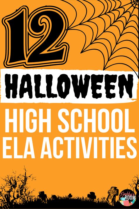 12 Halloween Activities for High School ELA | Yaddy's room English teacher resources Halloween Class Ideas, Halloween Activities For High School, High School Halloween Activities, Halloween Activities For High School Students, Halloween Lesson Plans Middle School, High School History Activities, Halloween English Activities High School, Ela Halloween Middle School, Halloween English Activities