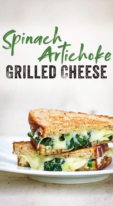 Spinach artichoke grilled cheese is our most popular recipe EVER! Based on the fan favorite spinach artichoke dip, it's full of flavor and takes just 15 minutes to make. Grilled Spinach, Artichoke Grilled Cheese, Artichoke Grilled, Grilled Guacamole, Recipe Spinach, A Couple Cooks, Gourmet Grilled Cheese, Cheese Spinach, Meal Options