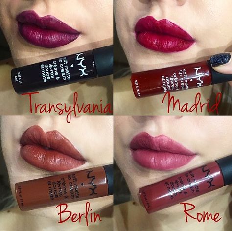 Nyx Smooth Whip Swatches, Nyx Soft Matte Lip Cream Swatches, Nyx Swatches, Beautiful Lip Color, Nyx Soft Matte Lip Cream, Natural Summer Makeup, Soft Matte Lip Cream, Makeup Board, Makeup For Teens