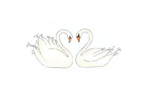 Drawing Inspo Love, Flying Swan Tattoo, Two Swans Tattoo, Swans Tattoo, Tattoo Swan, In Love Illustration, Swans In Love, Ephemeral Tattoo, Swan Drawing