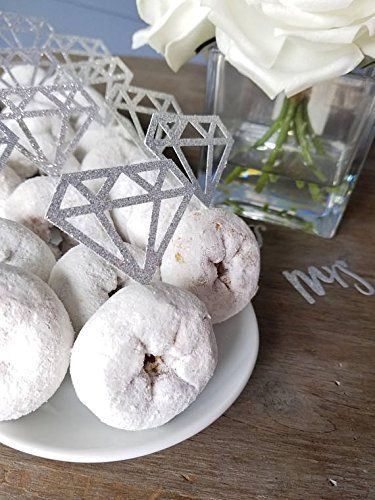 Amazon.com: Silver Diamond Cupcake Toppers Bridal Shower Cake Decorations Glitter Party Supplies: Kitchen & Dining Vintage Wedding Candy Bar, Donut Favors, Diamond Theme Party, Donut Rings, Ring Cupcake Topper, Diamond Theme, Funny Cake Toppers, Purple Bridal Shower, Bridal Shower Cupcakes