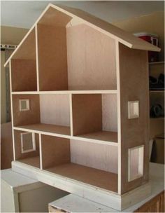 Diy Bookshelf Plans, Dollhouse Bookshelf, Dollhouse Bookcase, Diy Barbie House, Bookshelf Plans, Bookcase Diy, Doll House Plans, Barbie Doll House, Woodworking Projects That Sell