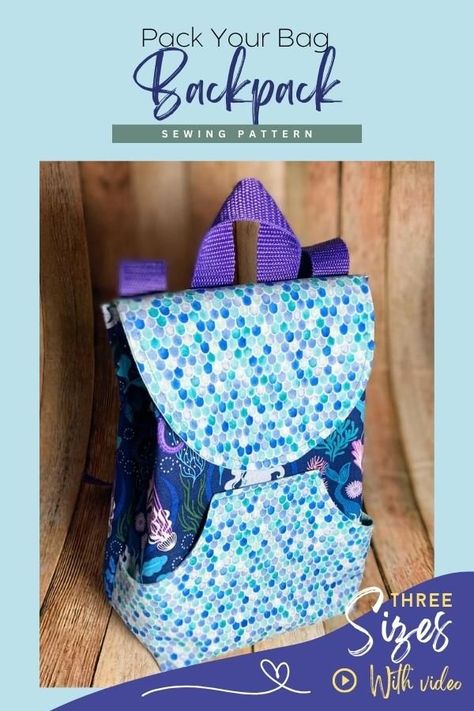 DIY backpack to sew in three sizes. This backpack sewing pattern includes sizes for kids and adults. A great back to school backpack sewing project idea. A quick and easy sew that a beginner could try, a video sewalong tutorial is included for perfect sewing results. SewModernBags Kids Backpack Diy, Backpack Sewing Pattern, Brother 1034d, Diy Backpack Pattern, Backpack Pattern Sewing, Backpack Sewing, Backpack Tutorial, Sewing Videos, Back To School Backpack