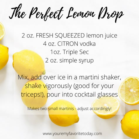 Lemon Drop Recipe Drinks, Lemon Drop Drink, Lemon Drop Martini Recipe, Lemon Drop Recipe, Shots Alcohol Recipes, Lemon Drop Shots, Lemon Drop Cocktail, Bartender Drinks, Lemon Drops