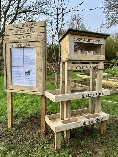 Community Vegetable Garden, Community Garden Signage, Seed Library Ideas, Solarpunk Community, Community Garden Sign, Community Garden Ideas, Community Garden Design, School Garden Club, Seed Library