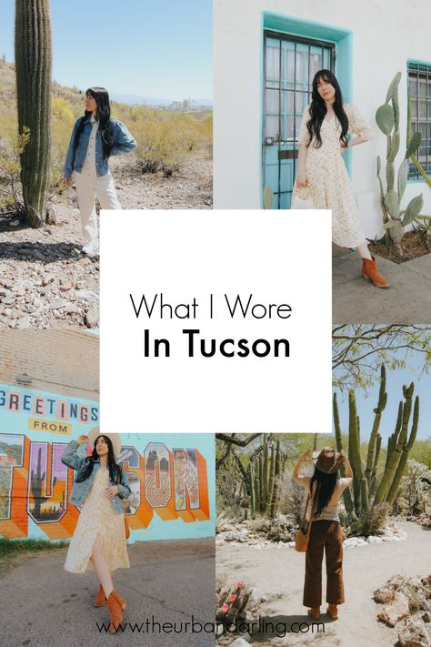 What I Wore In Tucson, Tucson, Arizona, What To Wear In Tucson, Tucson outfits, Arizona outfits, retro style, casual style, casual chic style, boho chic style, desert, boho fashion, desert vibes, sustainable style, sustainable brands, sustainable fashion, Unpublished Denim, ABLE, fashion blogger, travel blogger, The Urban Darling, US destinations, travel destinations. Arizona Casual Outfits, Arizona October Outfits, Tucson Outfit, Tucson Arizona Outfits, Summer Desert Outfits, Phoenix Arizona Outfits Spring, Tuscon Arizona Outfits, Arizona Attire, Arizona Fall Outfits