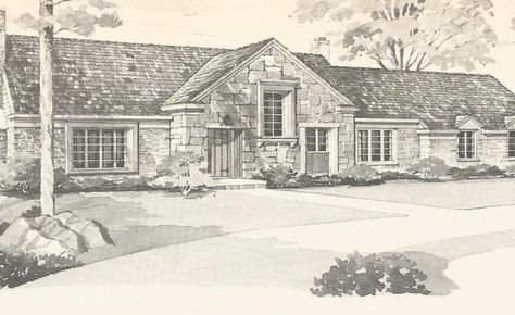 Vintage House Plans, Country Estates Country Estate Homes, 1970s Ranch House, Vintage House Plans 1950s, Small Cottage House Plans, Carriage House Plans, Retro House, Country Estates, Vintage House Plans, Ranch Style House Plans