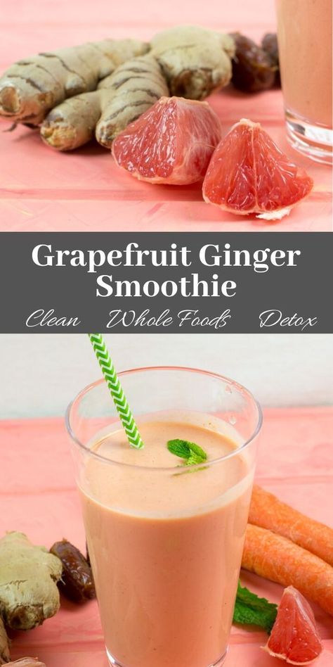 Grapefruit Smoothie, Jeera Water Recipe, Ginger Detox, Detox Breakfast, Detox Juice Recipes, Ginger Smoothie, Smoothie Healthy, Delicious Drink Recipes, Healthy Breakfast Smoothies