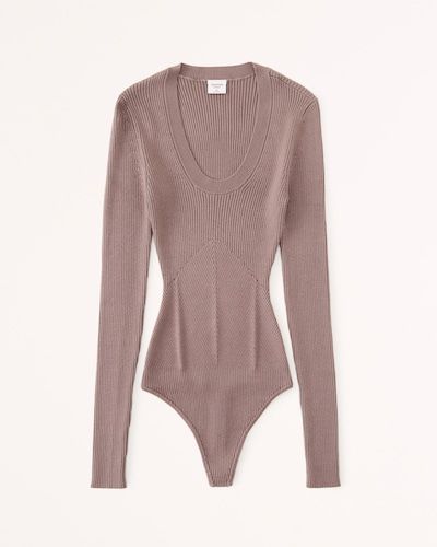 Ribbed Knit Bodysuit, American Clothing, Softest Sweater, Long Sleeve Bodysuit, Women's Tops, American Apparel, Scoop Neckline, Abercrombie Fitch, Casual Tops