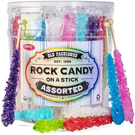 School Birthday Treats, Rock Candy Sticks, Gluten Free Halloween, Pixie Sticks, Candy Crystals, Nostalgic Candy, Coconut Bars, Candy Party Favors, Candy Sticks