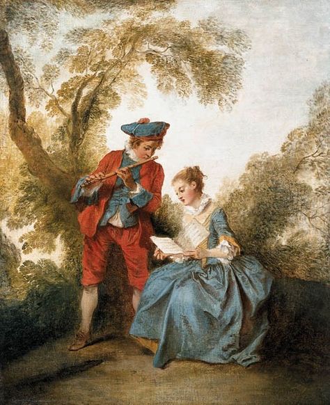 Nicolas Lancret (1690-1743) | A Couple making Music in a Landscape | Christie's Nicolas Poussin, Wedding Painting, French Rococo, Couple Painting, Giclee Painting, Decoupage Vintage, Old Paintings, Making Music, Rococo