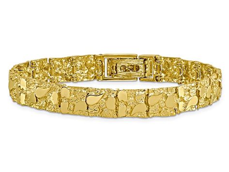 10K Yellow Gold 10mm Nugget Bracelet 8 Inches Nugget Jewelry, Gold Nugget Jewelry, Nugget Bracelet, Gold Nugget, Real Jewelry, Wide Bracelet, Classy Jewelry, Jewelry Lookbook, Mens Gold