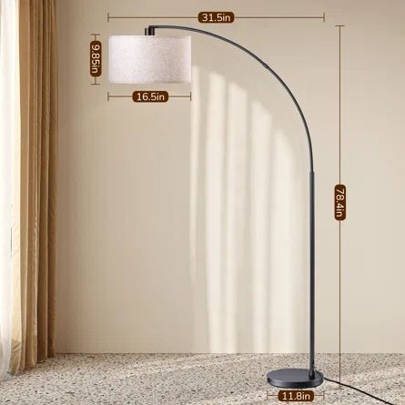 Wade Logan® Pantin 78.4" Arched Floor Lamp | Wayfair Arched Lamp, Arch Lamp, Arched Floor Lamp, Studio Office, House Items, House Inside, Table Tops, Drum Shade, Our New Home