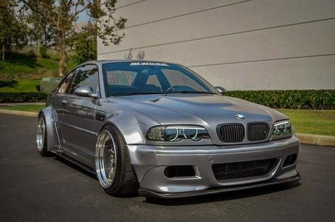 BMW E46 M3 grey widebody slammed E46 Modified, E46 Custom, E46 Wide Body Kit, Bmw E46 318i Modified, Bff Bucket List, E46 M3 Silver, Bmw E46 Sedan, M3 Bmw, E46 Sedan